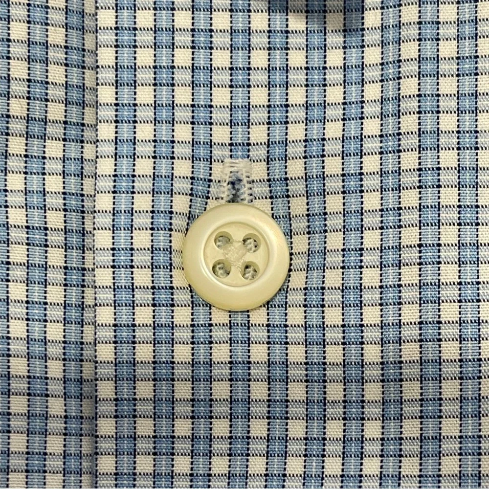 Banana Republic Slim-Fit Non-Iron Dress Shirt 100% Cotton Plaid Size Medium Blue